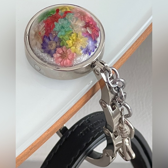 Handbags - Foldable Bag Hook/Purse Hanger - Handmade - Fits Most Tables - Flowers in Winter